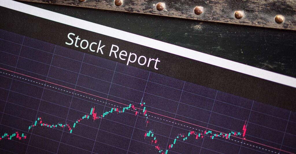 Detailed view of a stock report displaying a market performance graph with data trends.