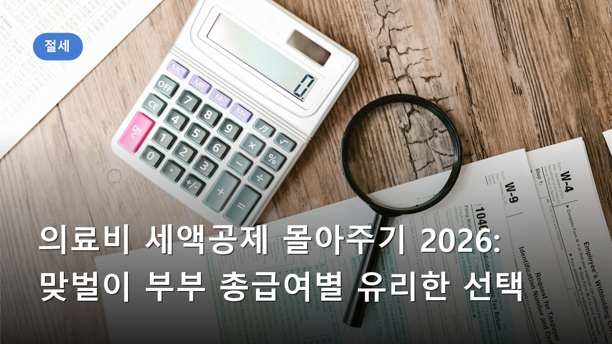 의료비 세액공제 몰아주기 2026: 맞벌이 부부 총급여별 유리한 선택