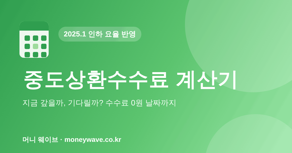 중도상환수수료 계산기 — 2025년 인하 요율 반영